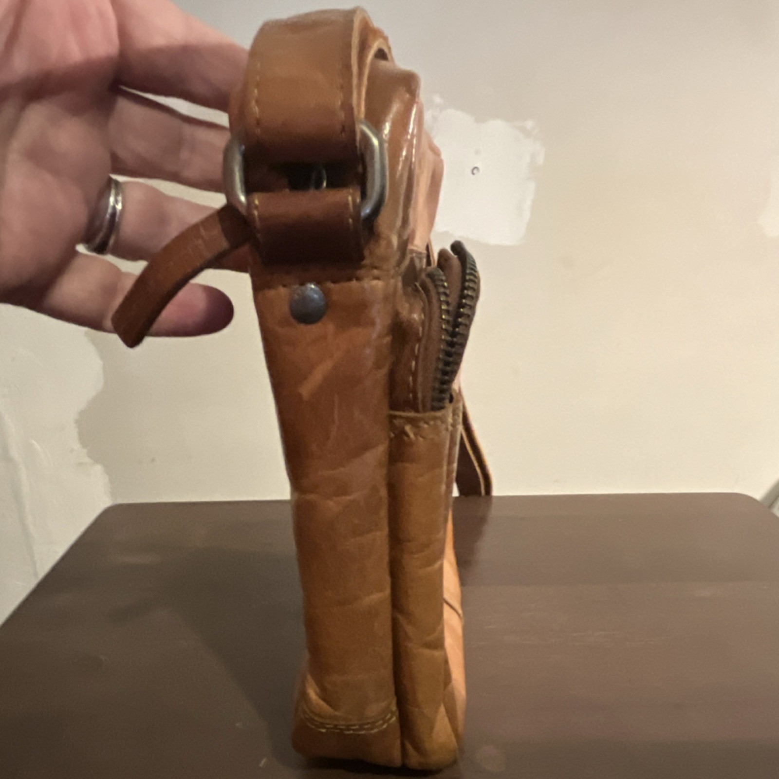 Spikes & Sparrow Brown Crossbody Bag Men Adjustable Strap Zipper Solid Casual