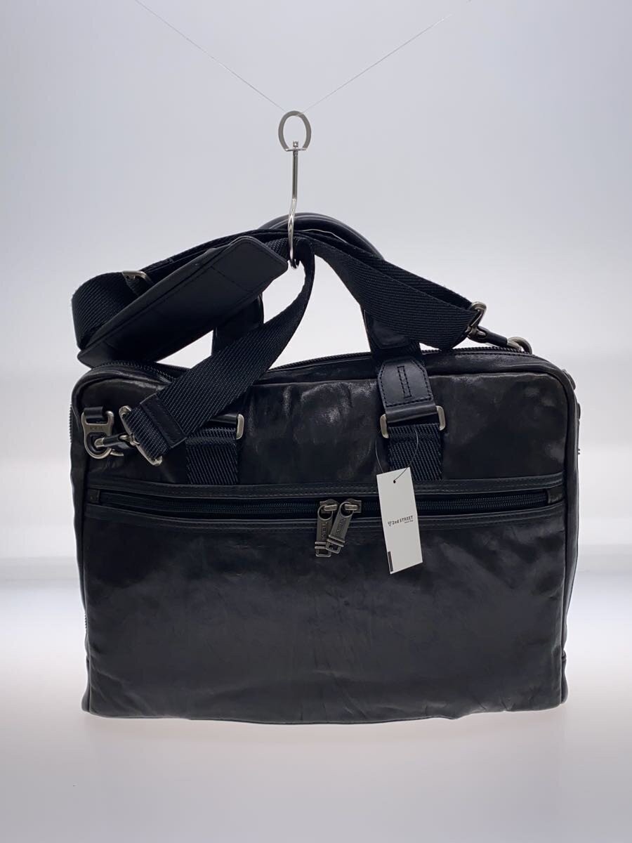 TUMI Business Briefcase Black Slim Plain Leather Handle 39cm
