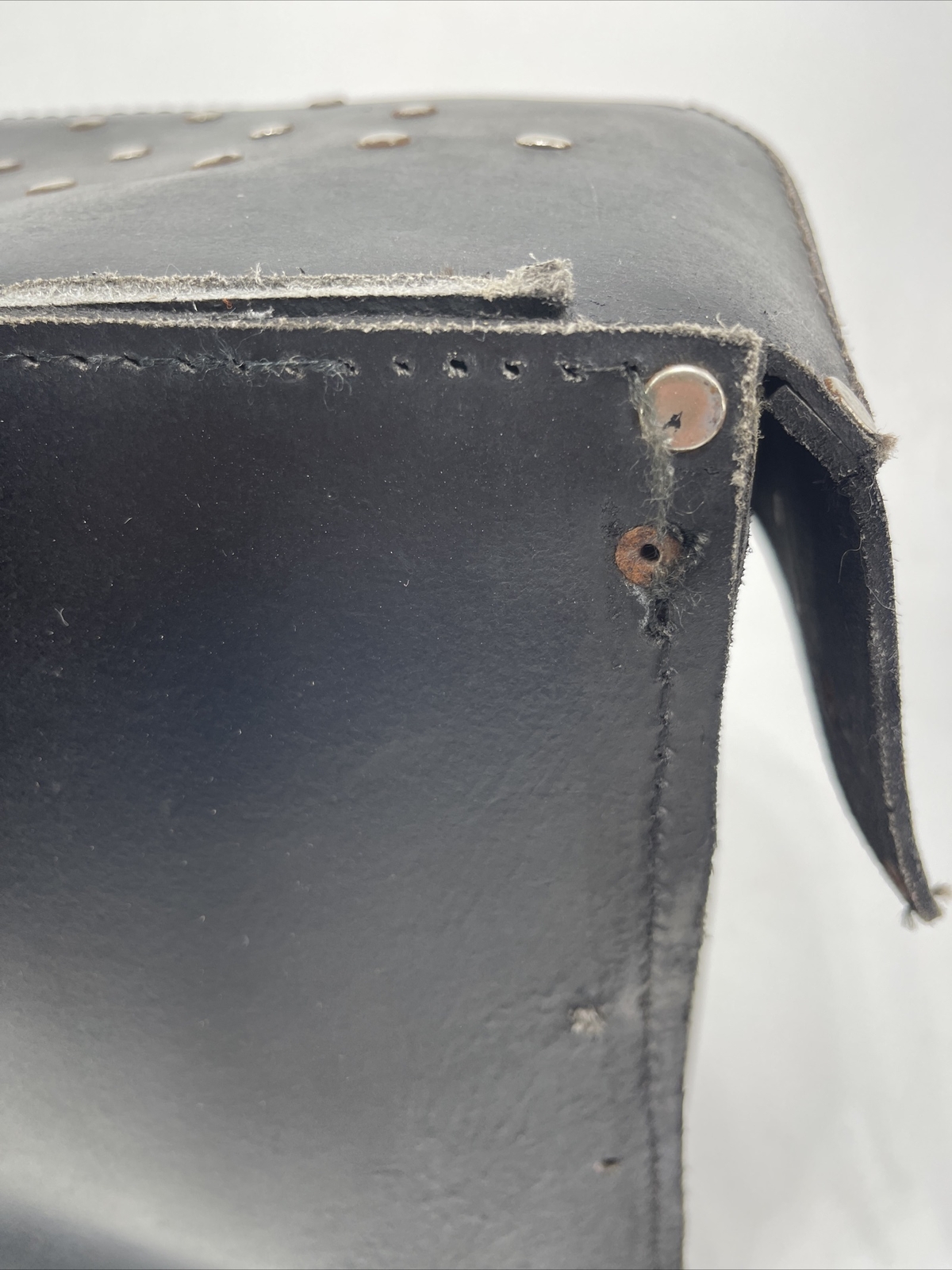 Handcrafted Black Leather Saddle Bag Motorcycle Luggage Storage Bag