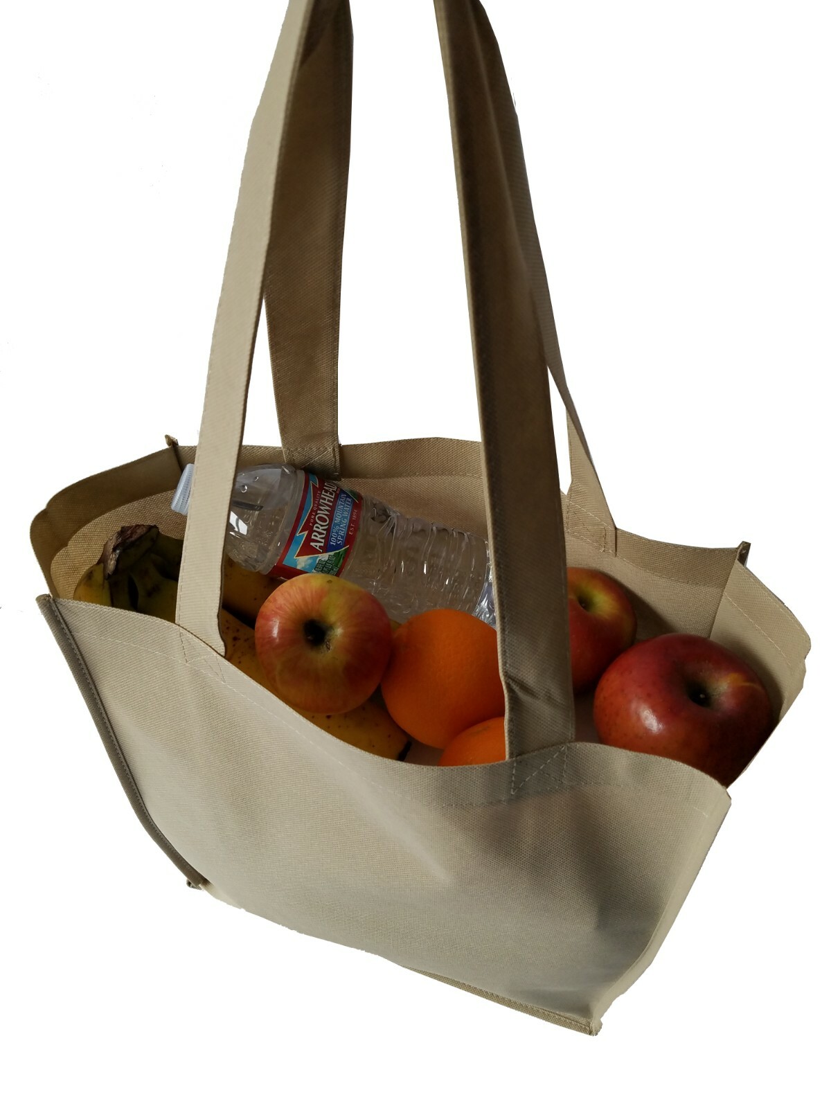 3 PACK Recycled Reusable Eco Friendly Grocery Shopping Tote Bags 13x15x6 Gusset