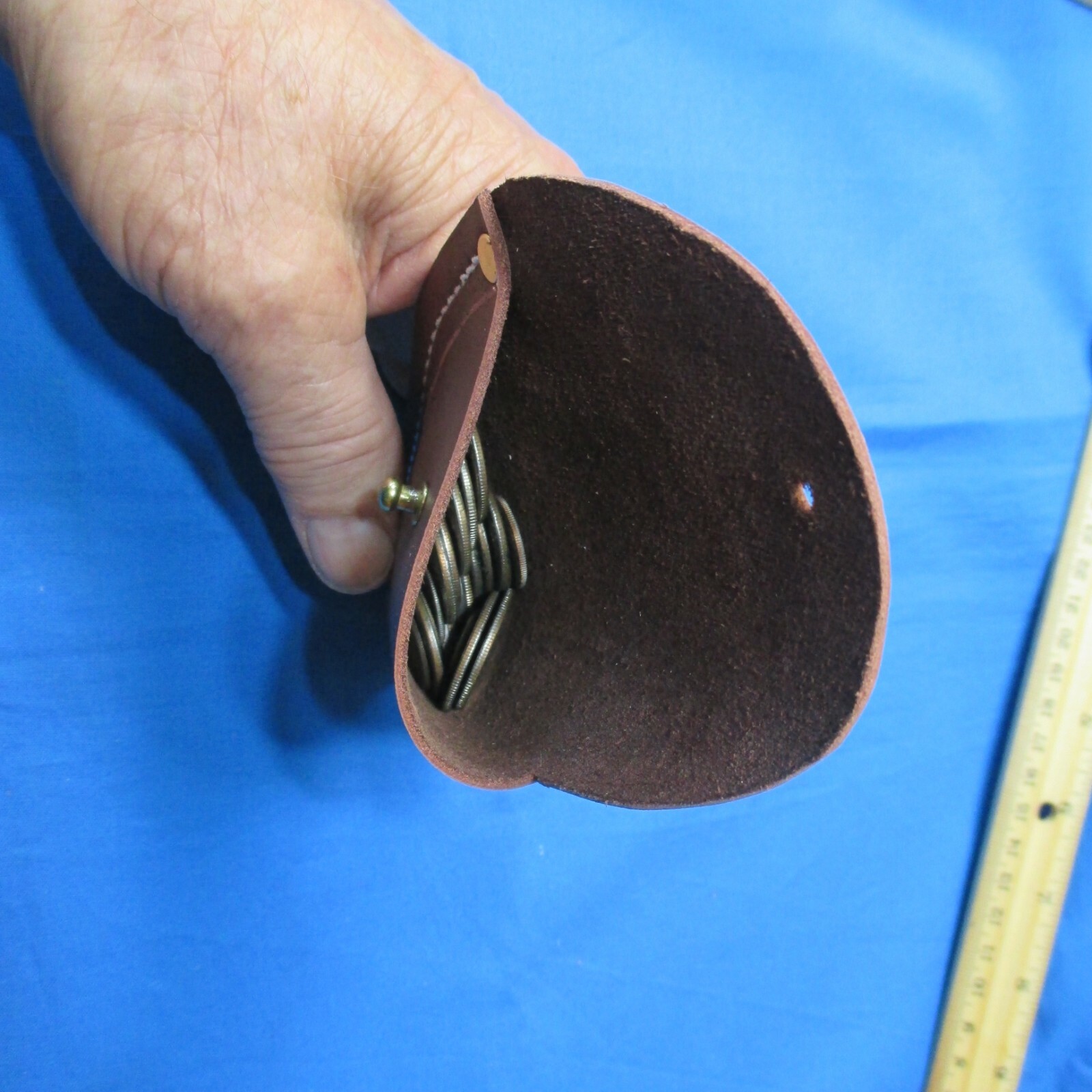 Leather Coin Pouch Holster Shaped, Carry in Pocket Glove Box or Armrest Console.