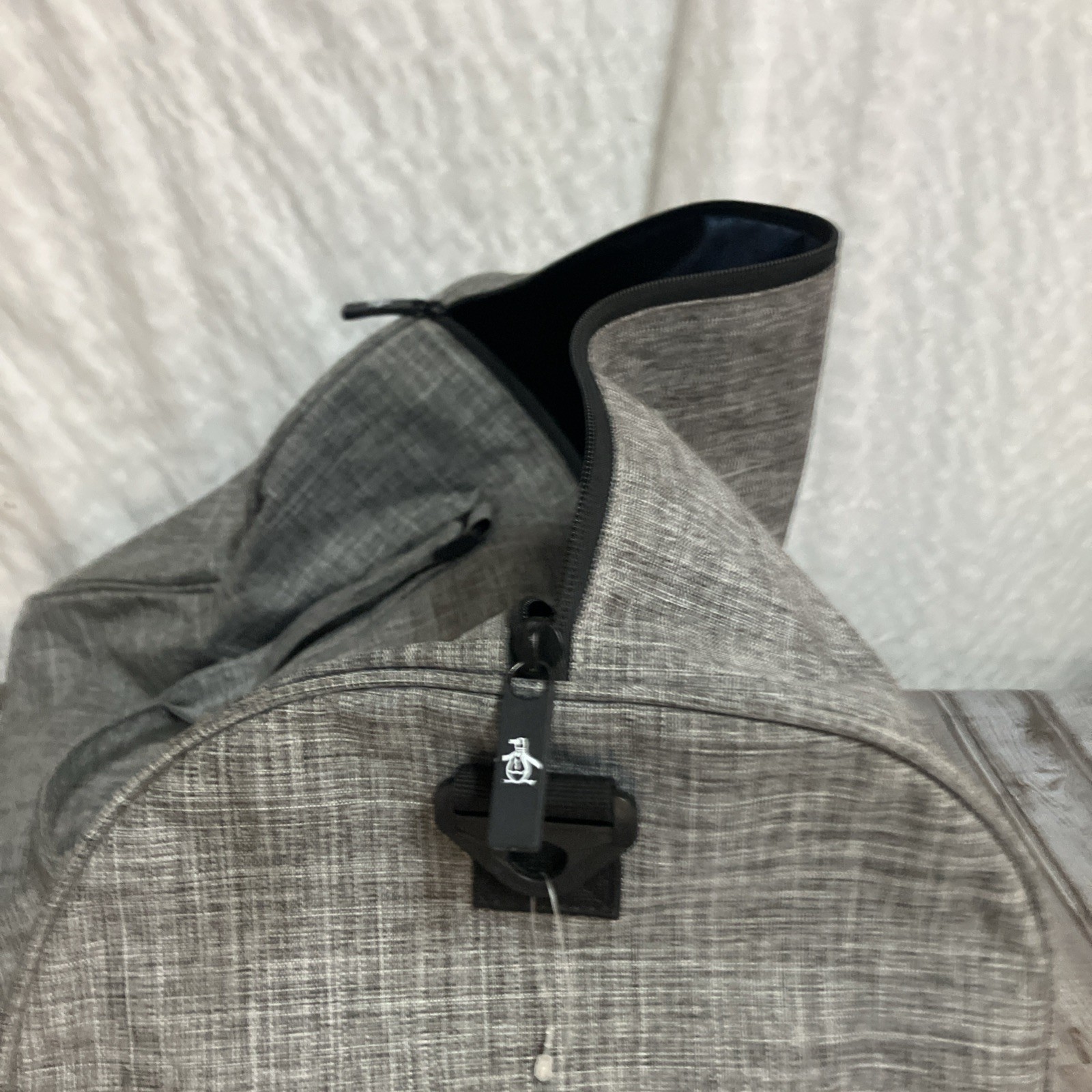 New Original Penguin Weekender Duffle Bag Grey Cross Stitch Large