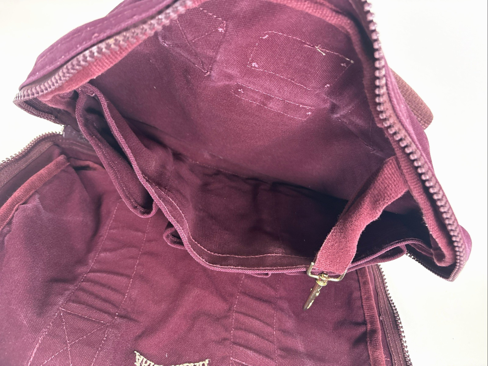 Vtg Lands’ End Square Rigger Canvas Briefcase Maroon W/ STRAP Made in USA Bag