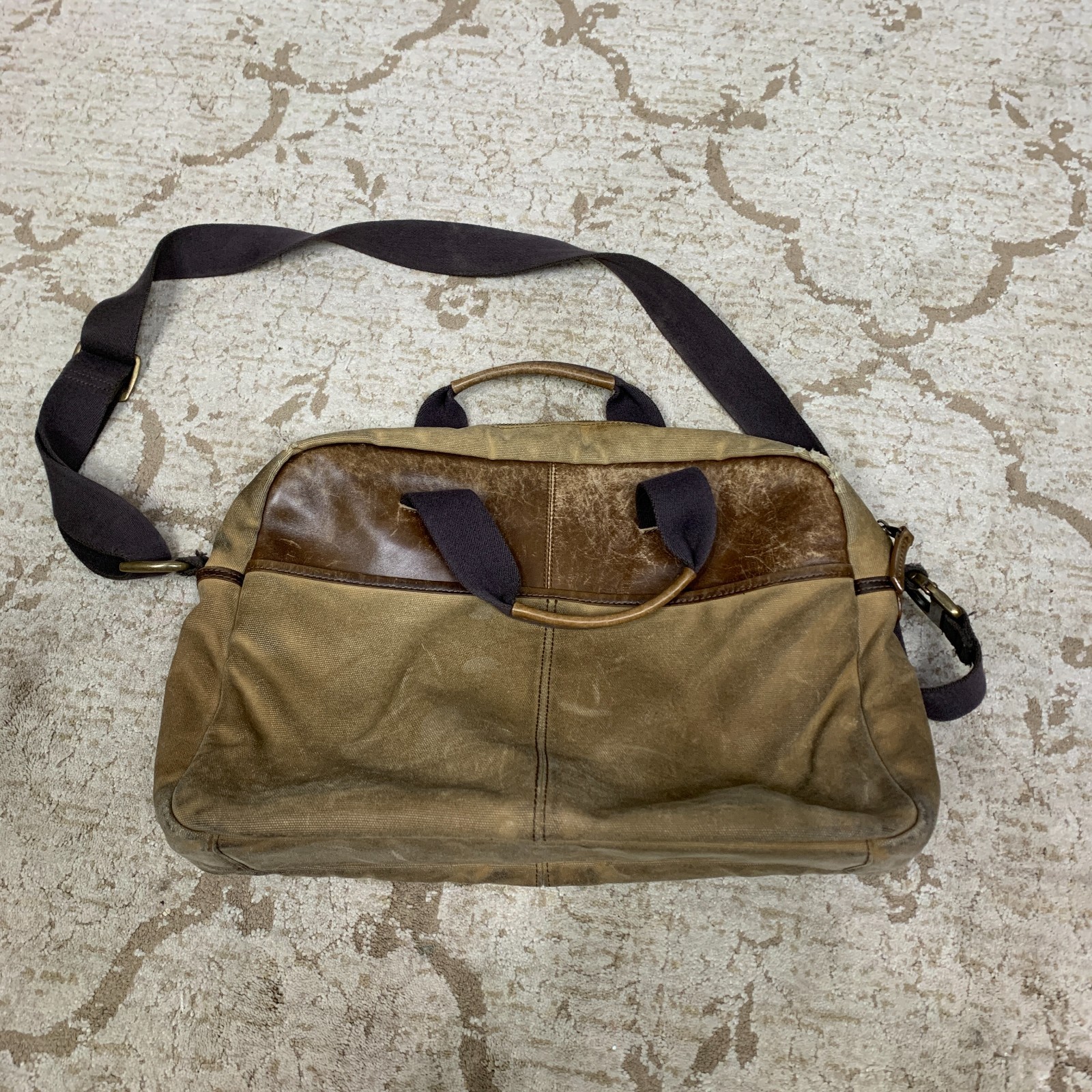TUMI Portfolio Briefcase Shoulder Bag Bethlehem Leather Waxed Canvas Terrain