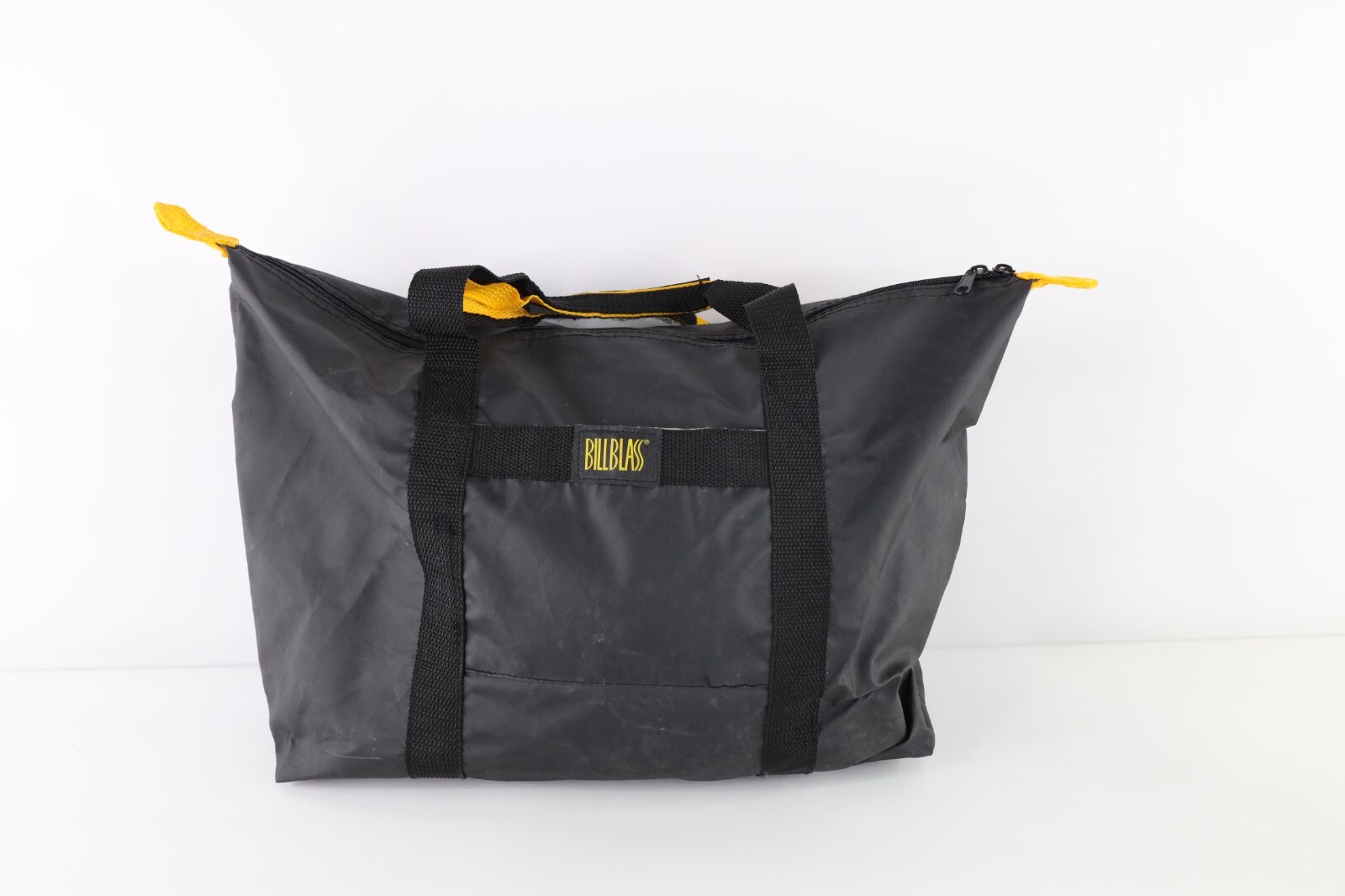 Vintage 90s Streetwear Large Handled Zippered Tote Bag Carry On Black Nylon