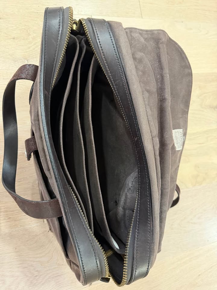Filson #257 Briefcase/Messenger Bag Brown Rugged Twill with Shoulder Strap USA