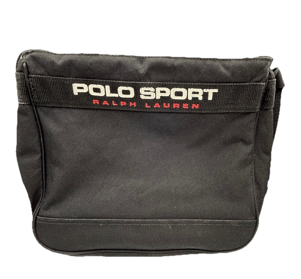 VTG Polo Sport Ralph Lauren Messenger Bag Black Shoulder Crossbody 90’s