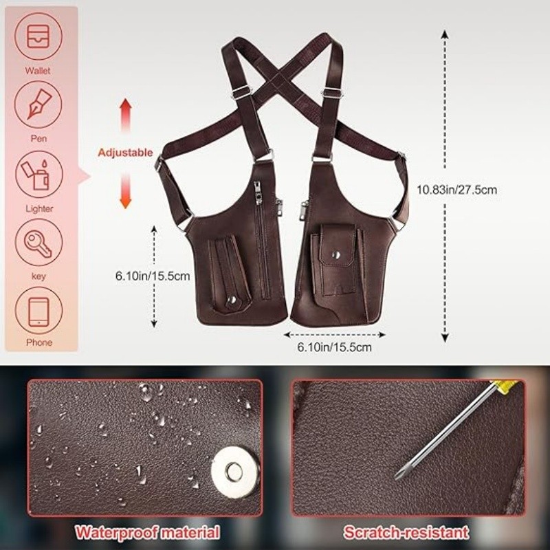 Outdoor Anti-Theft Tactical Fishing Bag Waterproof PU Multi-Purpose Men’s Crossb