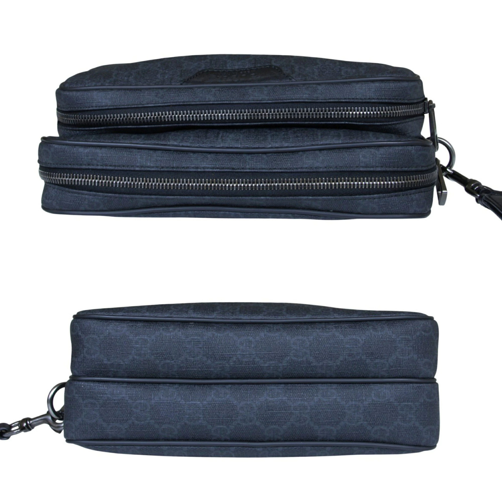 Gucci GG Supreme Clutch Bag Black 337082 543014 PVC Leather Pouch