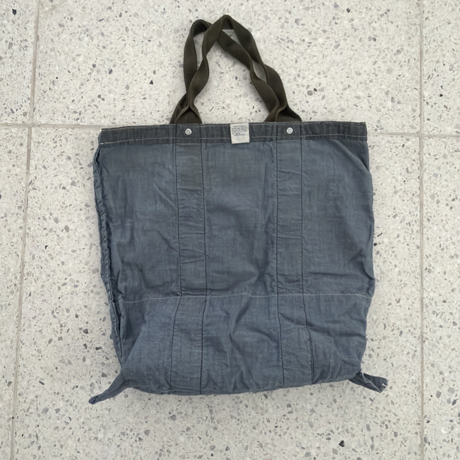 Vintage Post Overalls Chambray Tote Bag Blue/ Green