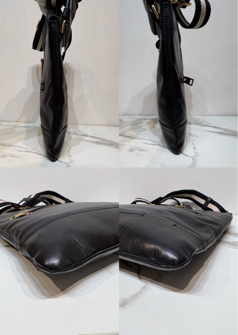 Bally Trainspotting 2Way Briefcase Leather Black Shoulder Bag Used From Japan