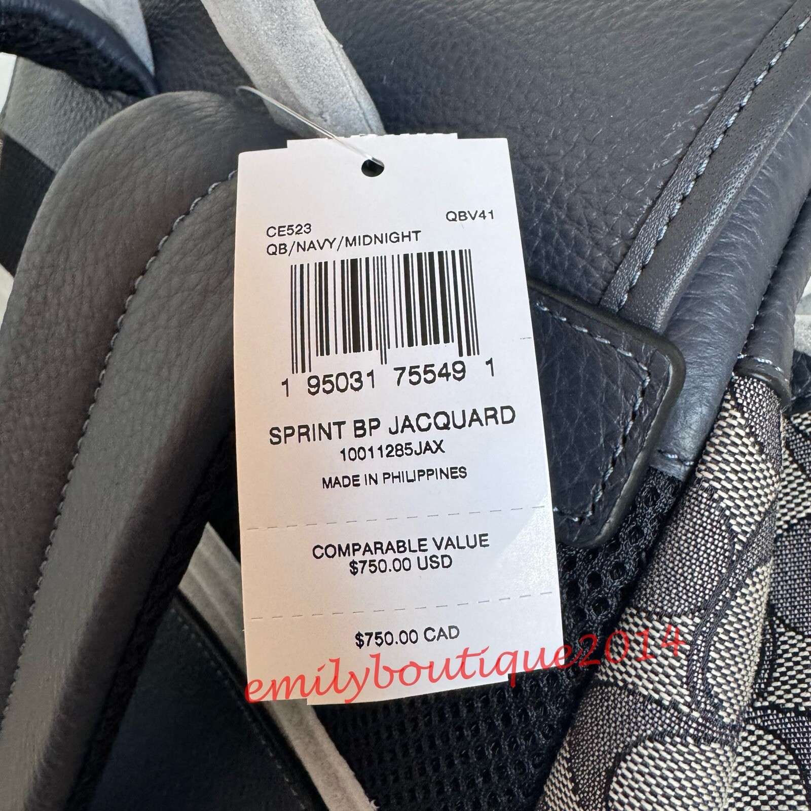 Coach CE523 Men’s Spring Backpack In Signature Jacquard Navy Midnight Blue Bag