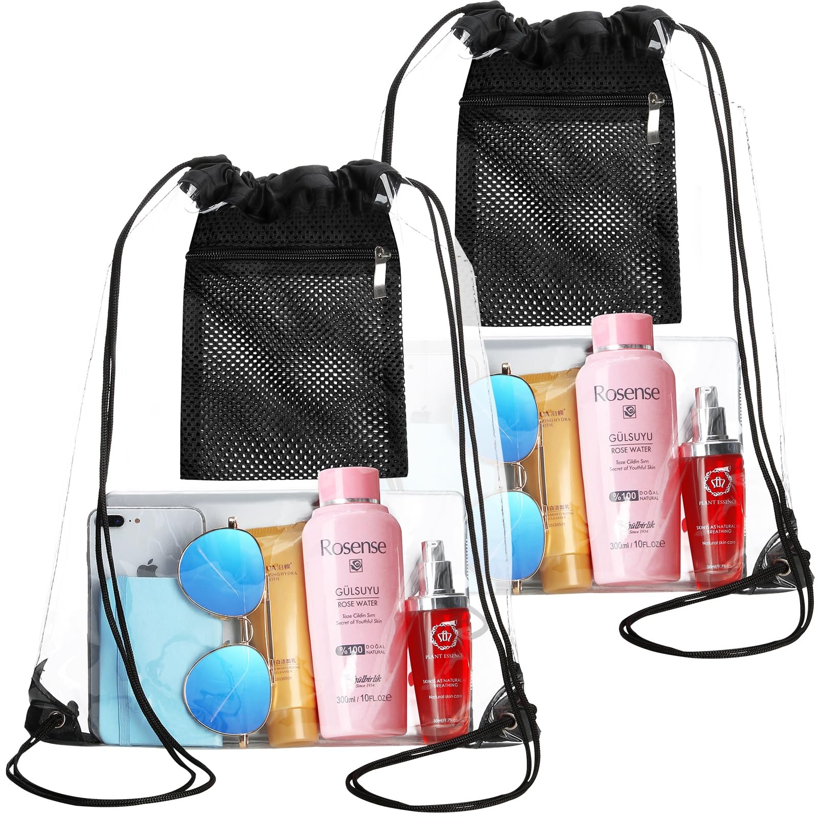 2 Pieces Clear Drawstring Bag for Stadium Concert Work Security Approved, Wat…