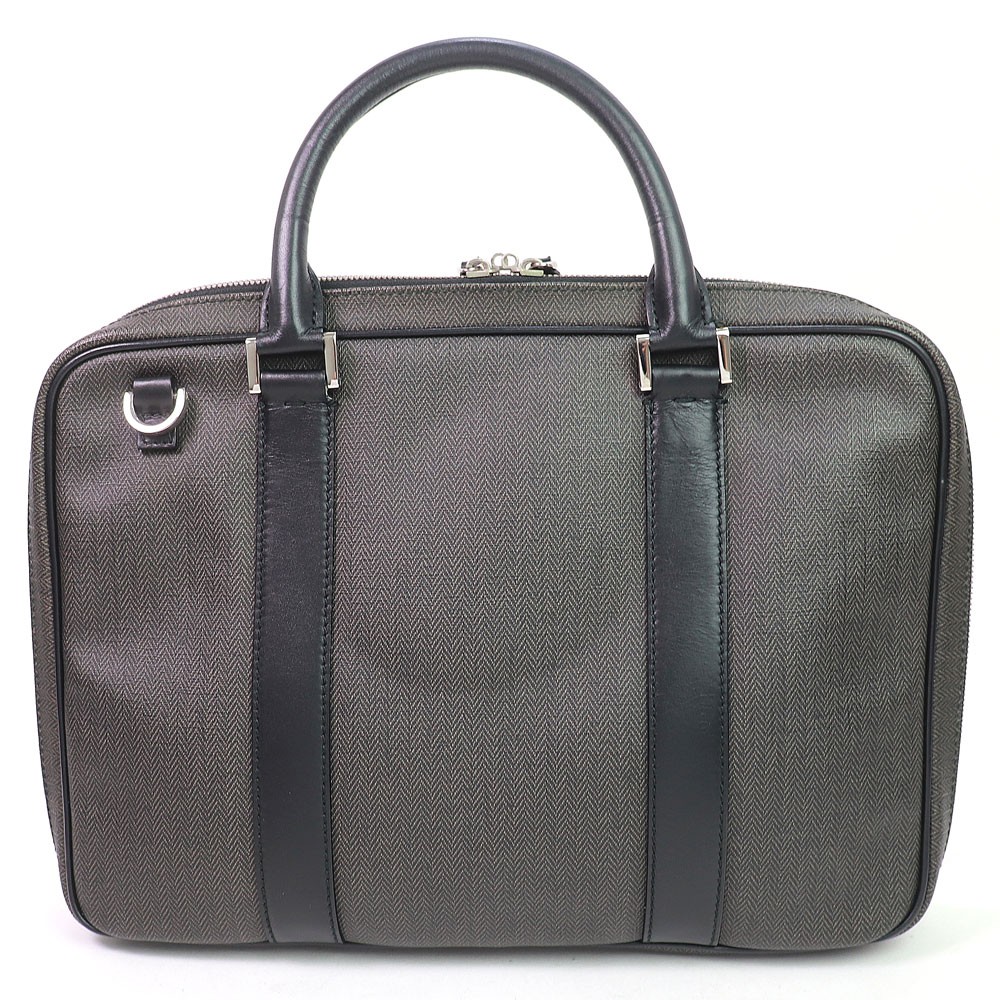 BVLGARI Weekend Briefcase Small Gray Black 2way Shoulder Men Business Bag 32541
