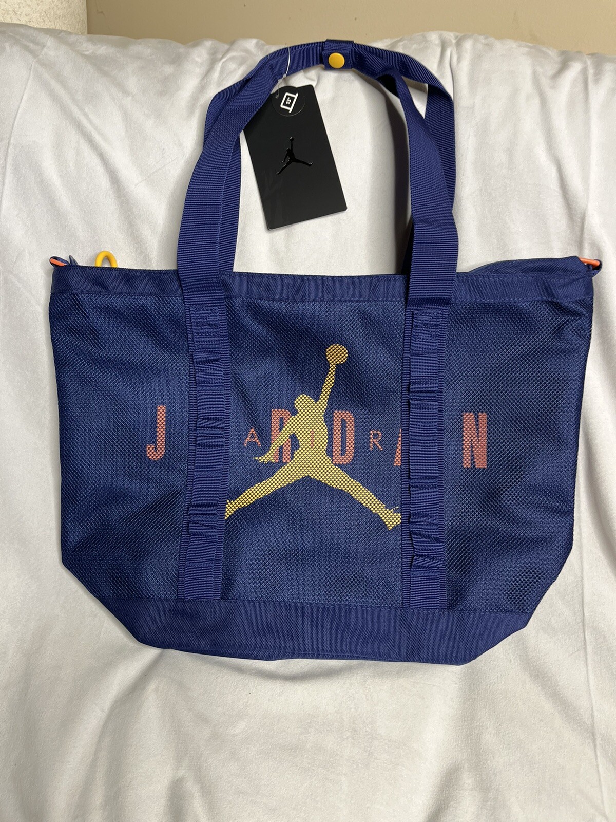 Nike Jordan x Jumpman Unisex Zippered Tote Bag (Blue/Gold/Coral) 9A0520-U9J