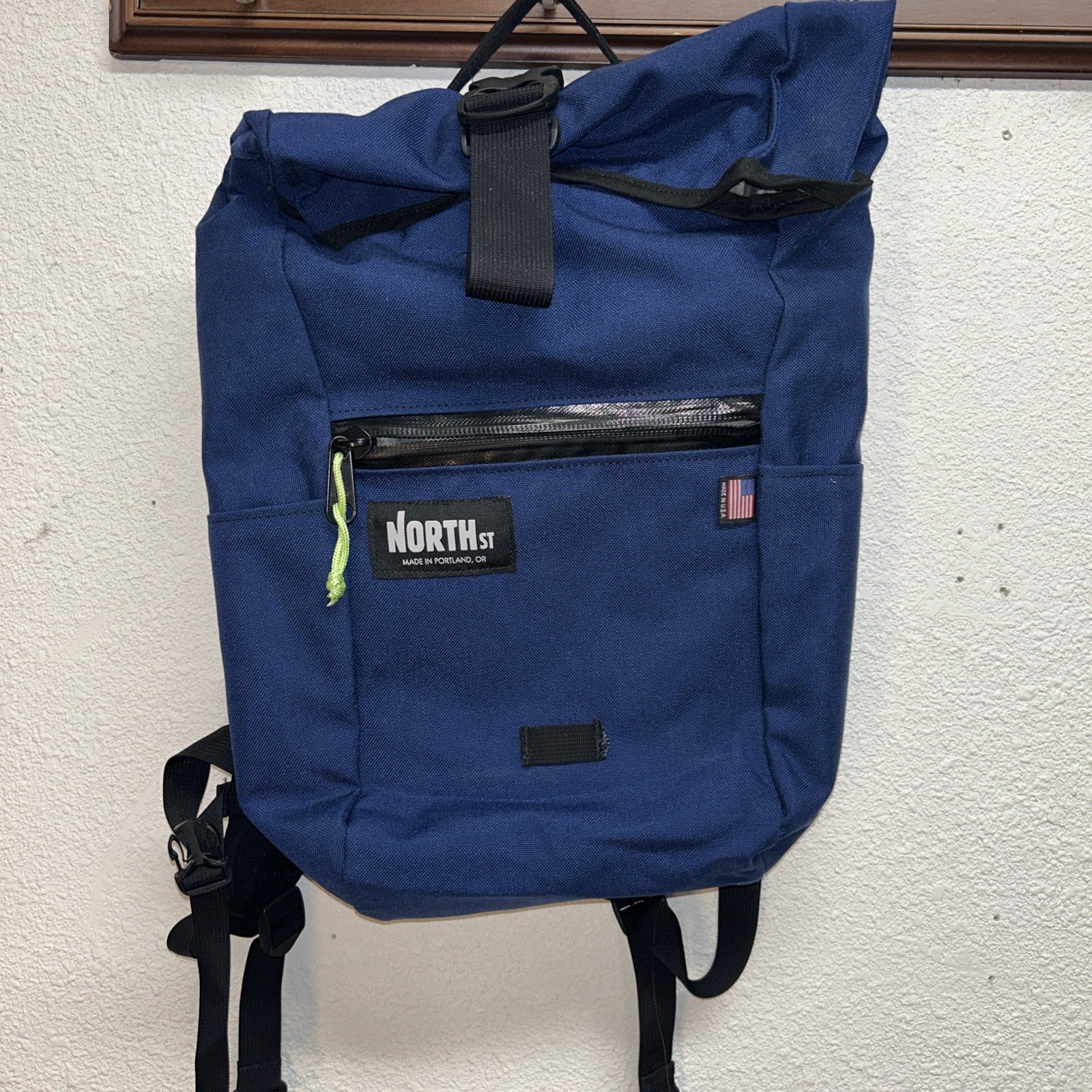 North st Davis Backpack Rolltop 20L Daypack Bag Made In Portland Oregon USA Blue