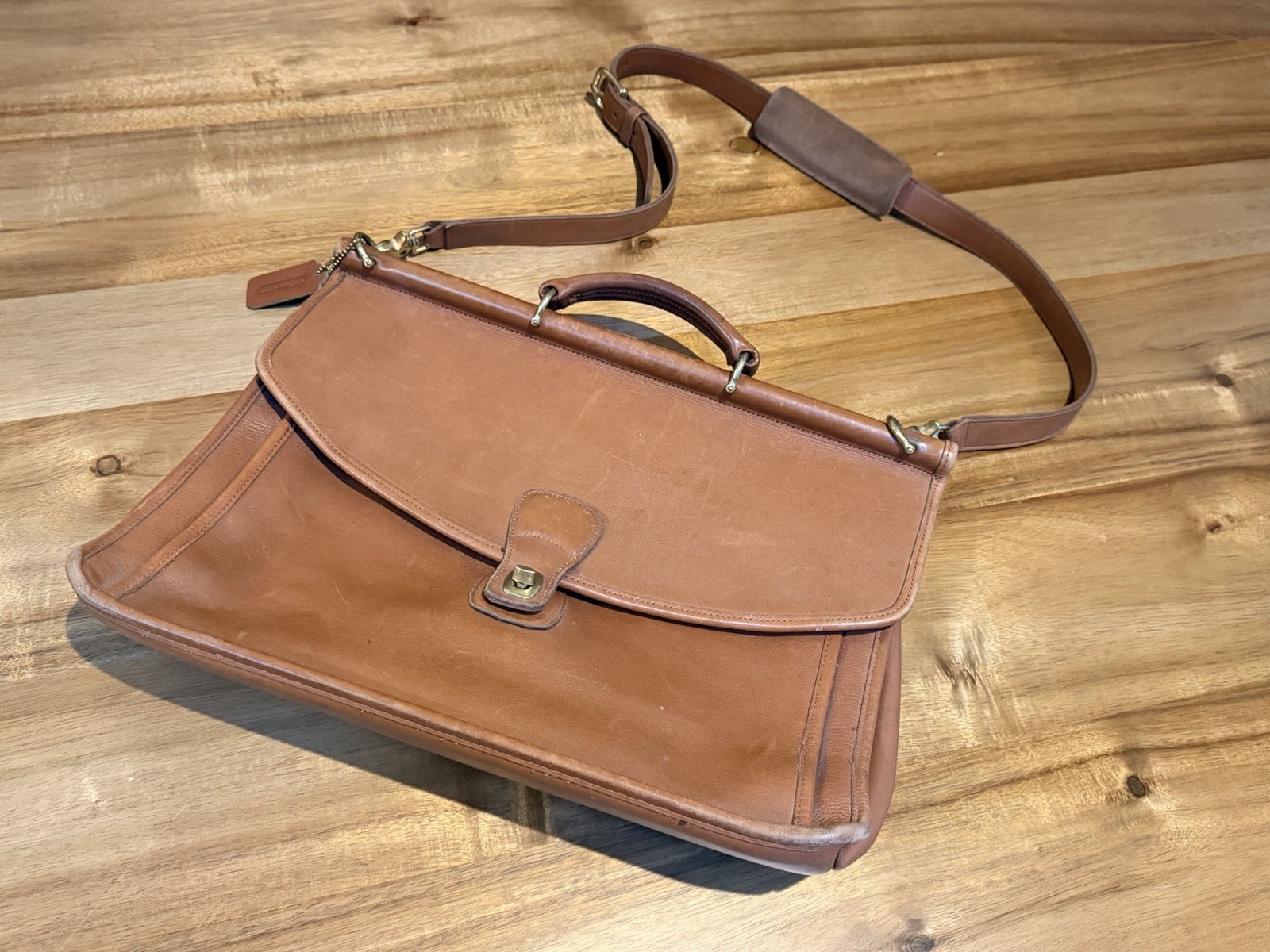 Coach Beekman Briefcase Large British Tan Vintage Leather Bag 5266 USA