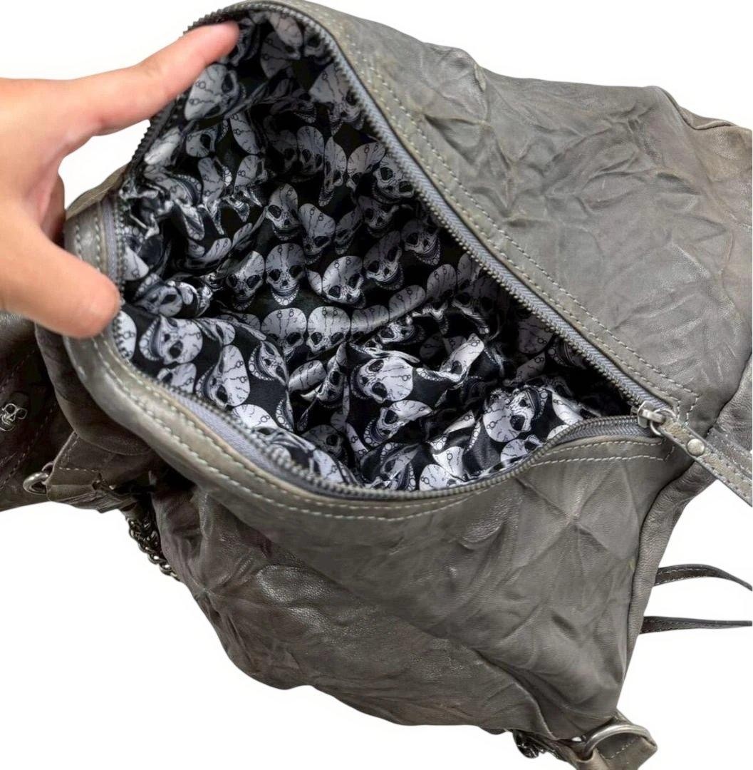 THOMAS WYLDE Skull Leather Bag Gray 36x22x32cm THOMASWYLDE USED item from JAPAN