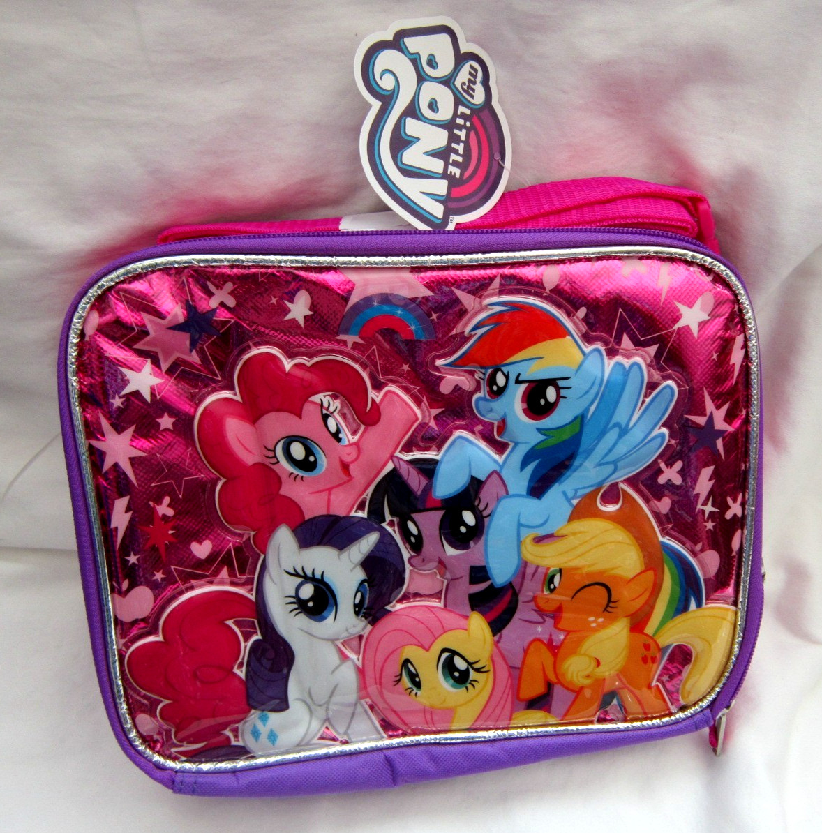 My Little Pony 6 Characters 9.5″ Pink/Purple Insulated Lunch Bag Lunchbox-New!