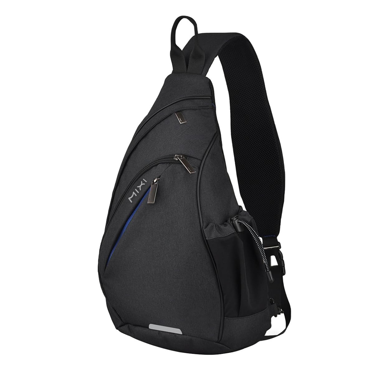 Sling Bag Men Backpack Unisex One Shoulder Crossbody USB Port Black 19 Inch