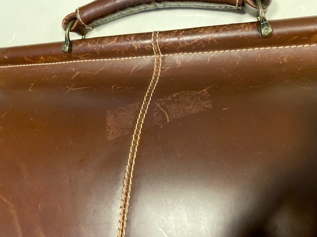 Boconi Cognac Leather Padded Briefcase w/Compartments