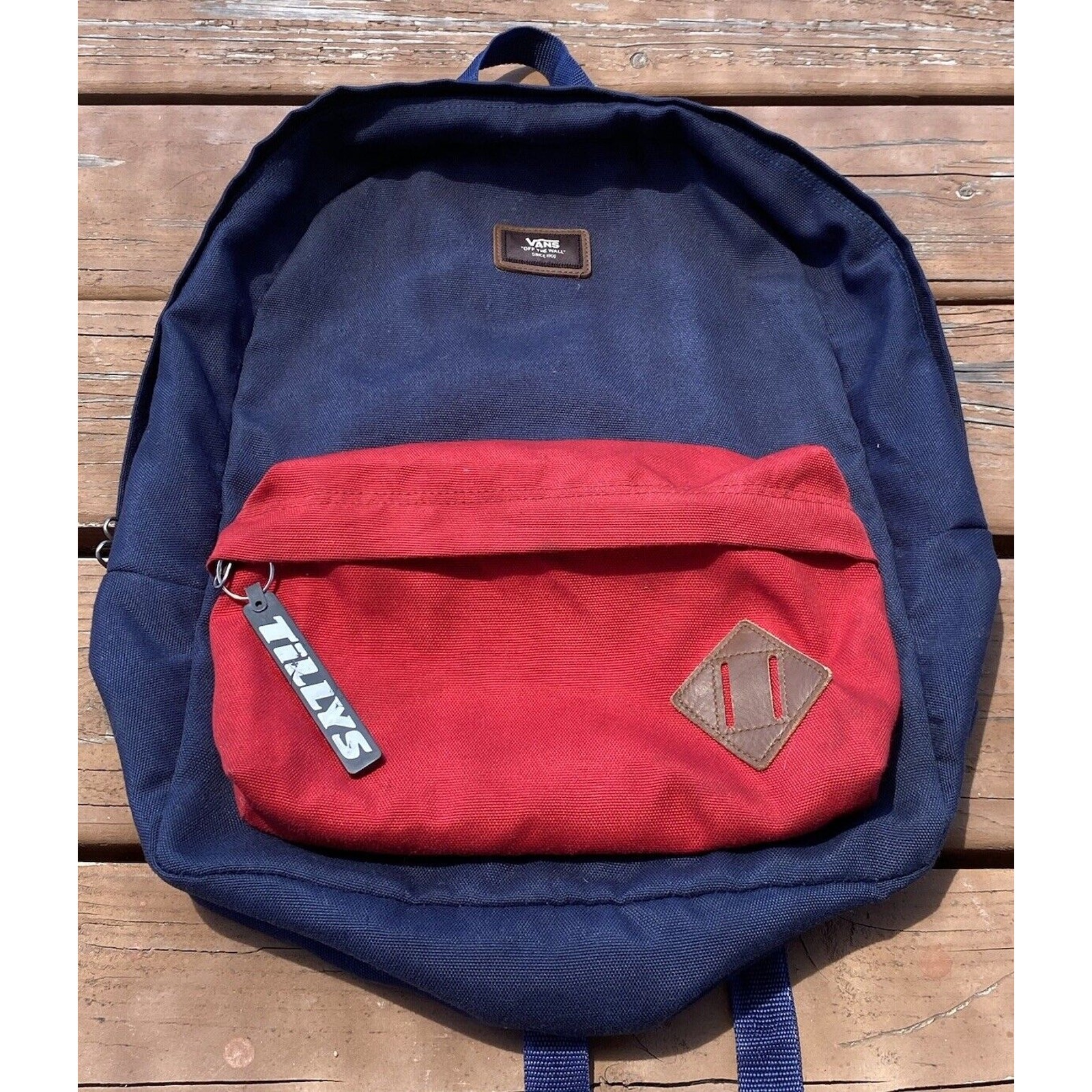 Vans Off The Wall Red/Blue Backpack Checkered Lining Skate Skool Tilly’s B2S