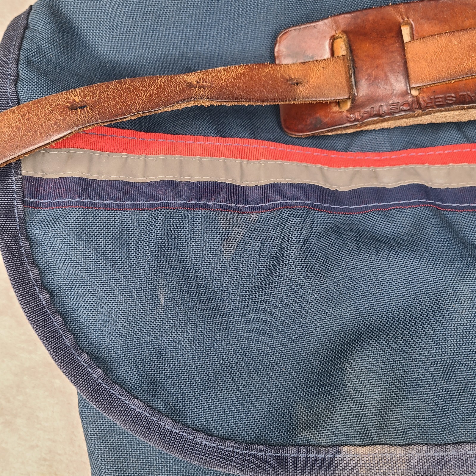 Vintage USPS Mail Carrier Bag Blue Canvas Messenger Satchel w/ Leather Strap