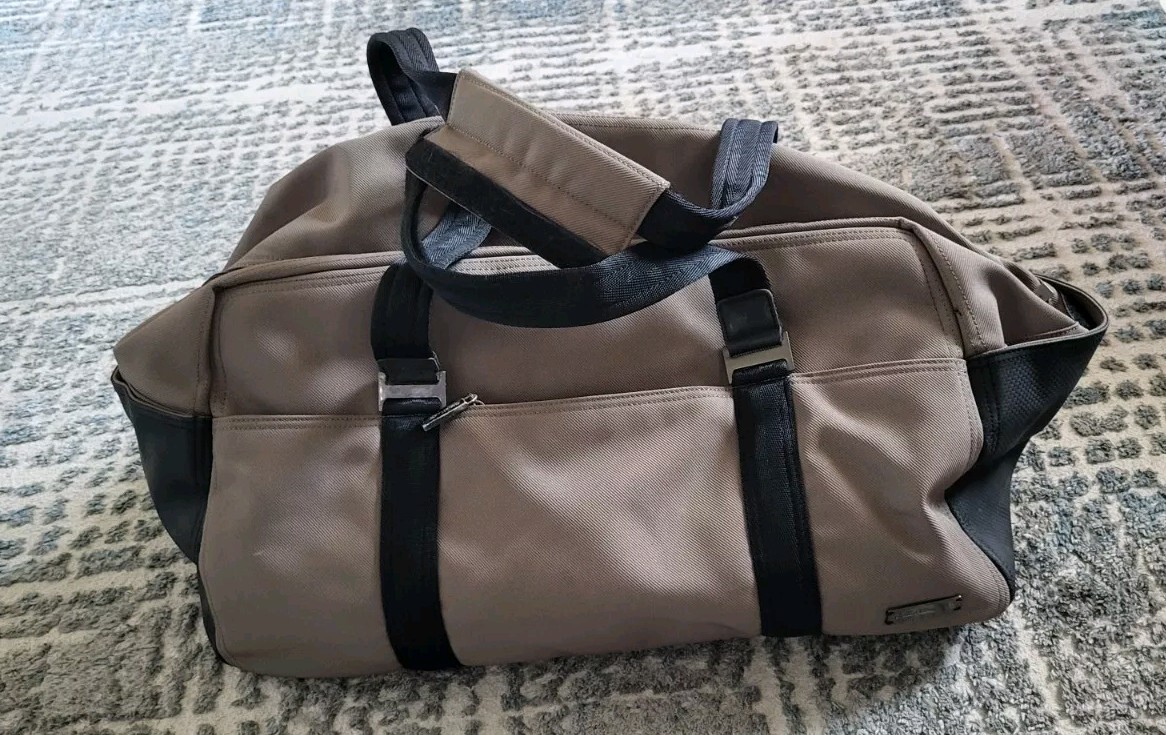 Cole Haan Canvas Fabric Duffle Travel Bag Green/Black