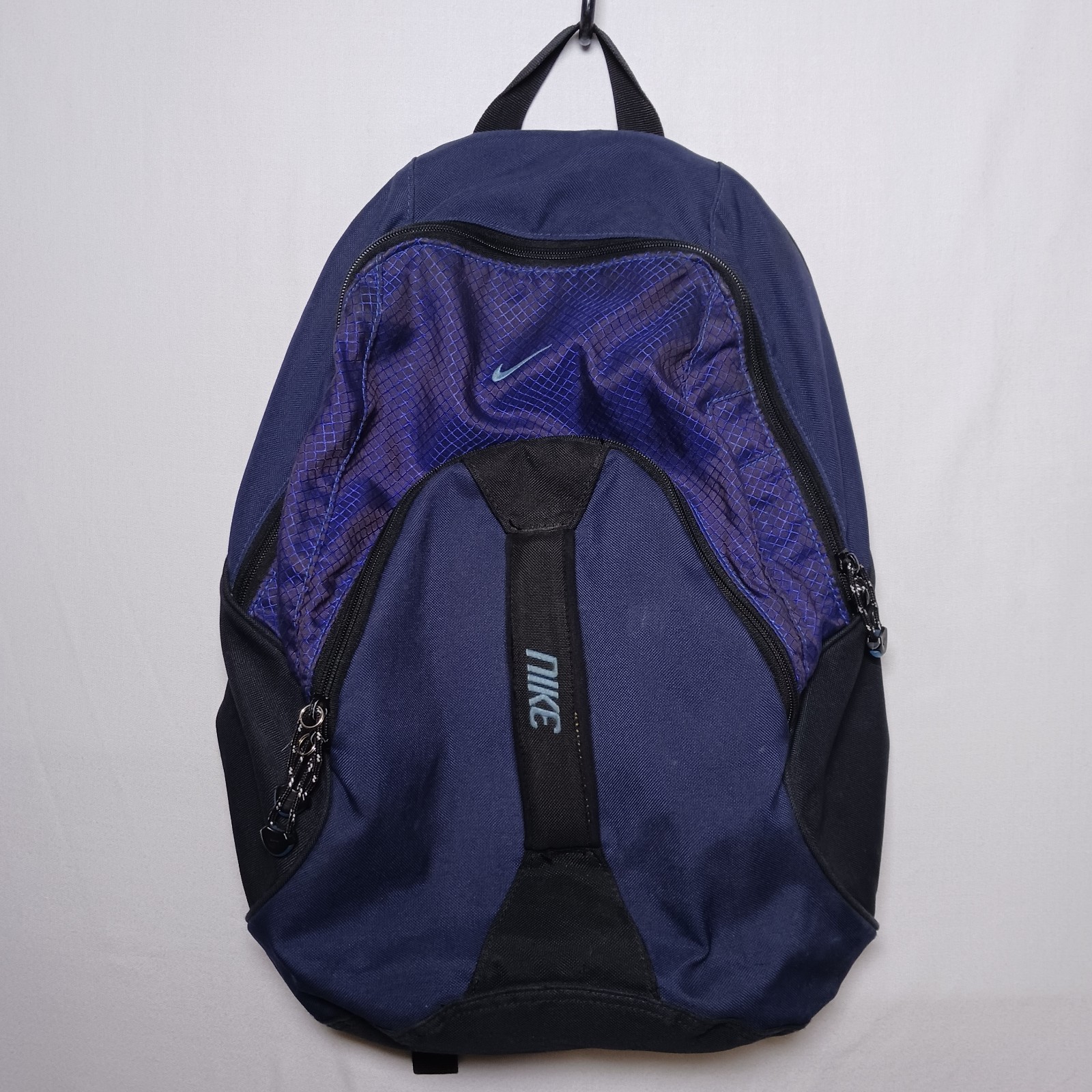Vintage 90s Nike Backpack Black Blue Mesh Swoosh School