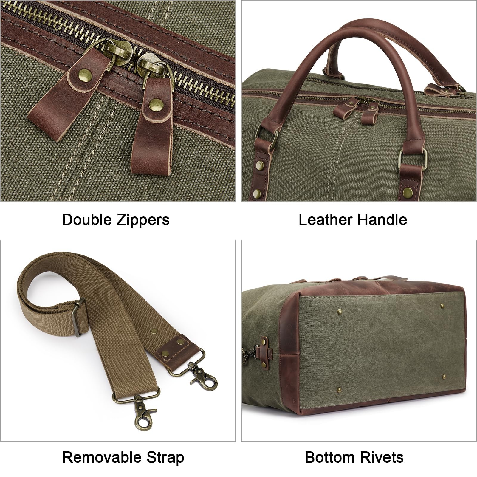 S-ZONE Duffle Bag for Travel Canvas Duffel Carry on X-Large, Army Green