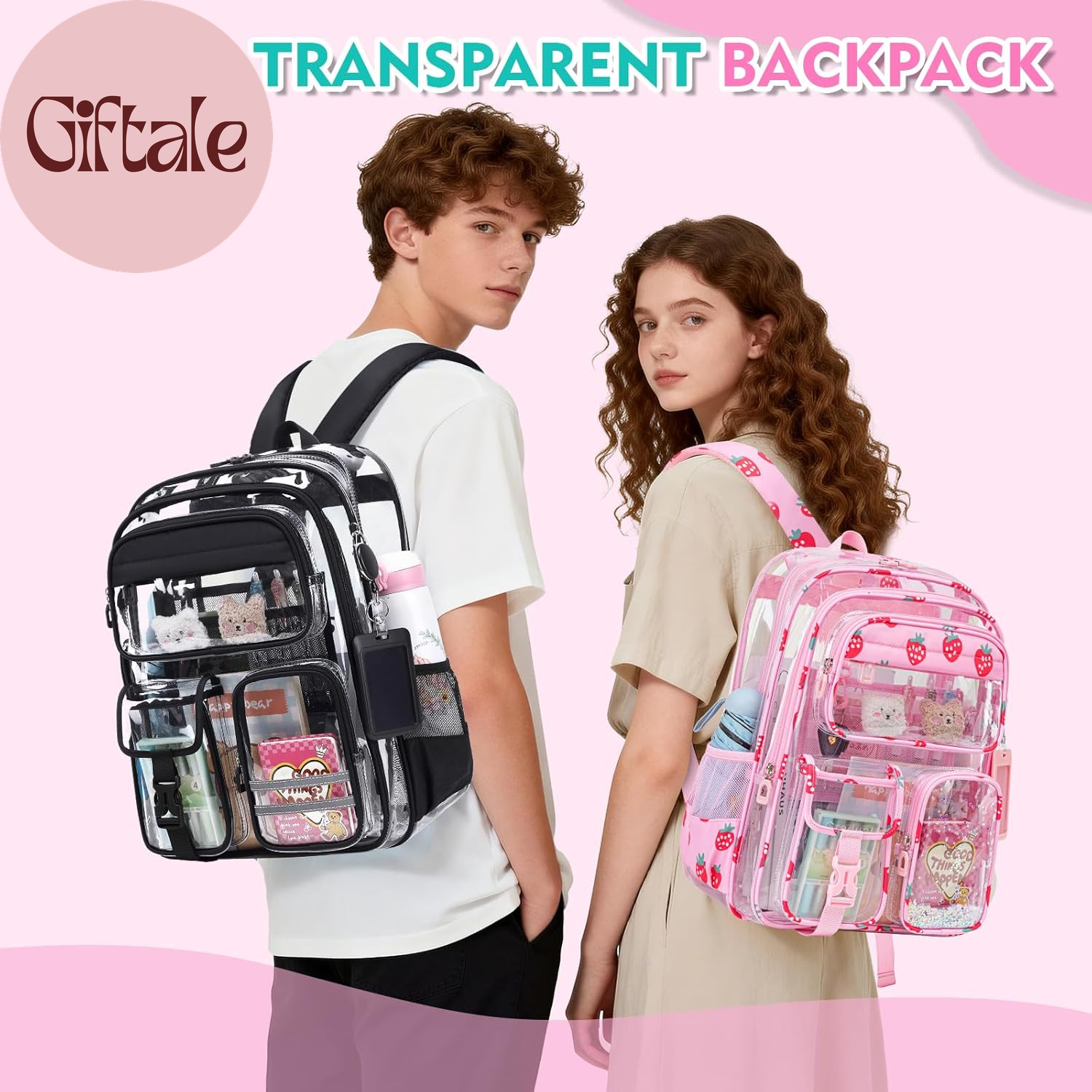 Clear Backpack for School,Transparent Backpack Stadium Events,Heavy Duty Clear B
