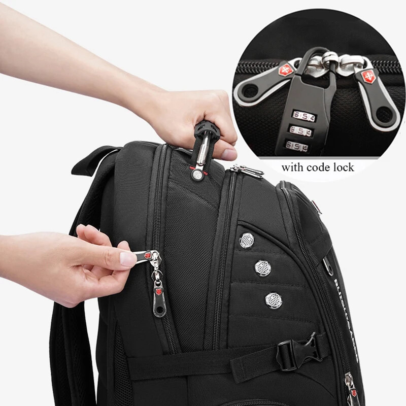 Waterproof 15.6/17.3 Inch Laptop Backpack Men USB Charging Swiss Backpack Travel
