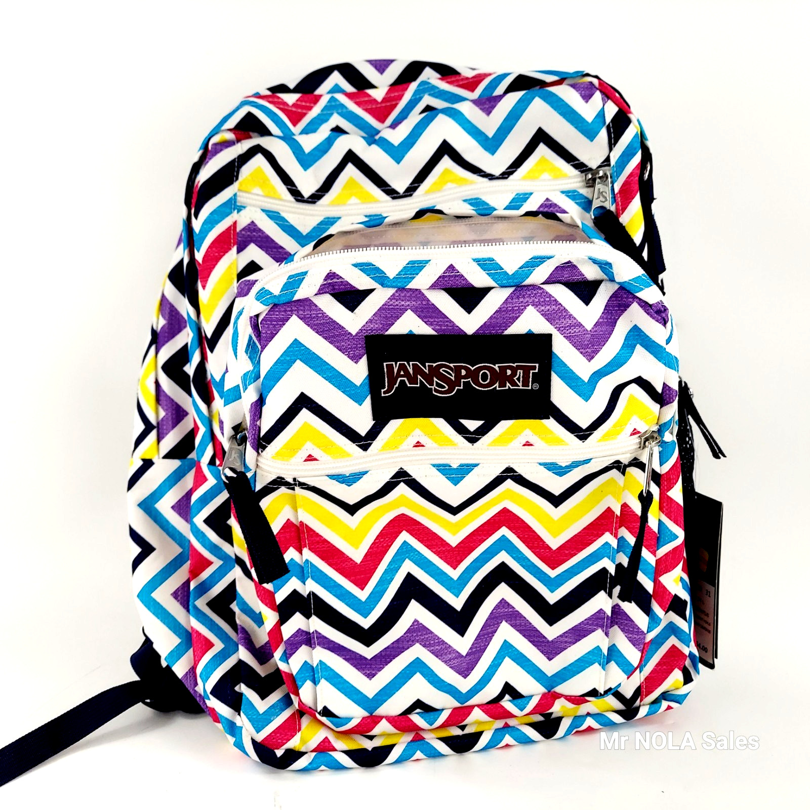 JANSPORT Colorful Rainbow Chevron Large Student Schoolbag School Book Bag (NEW)