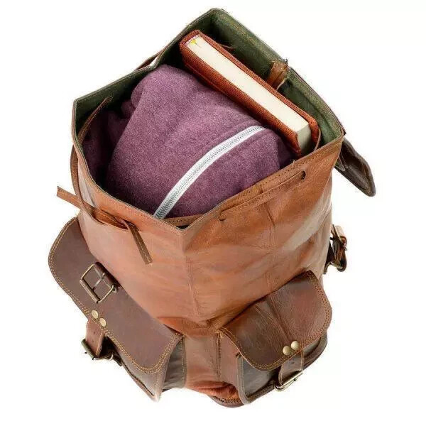 17″ New Large Genuine Leather Backpack Rucksack Travel Bag For Men’s and Women’s
