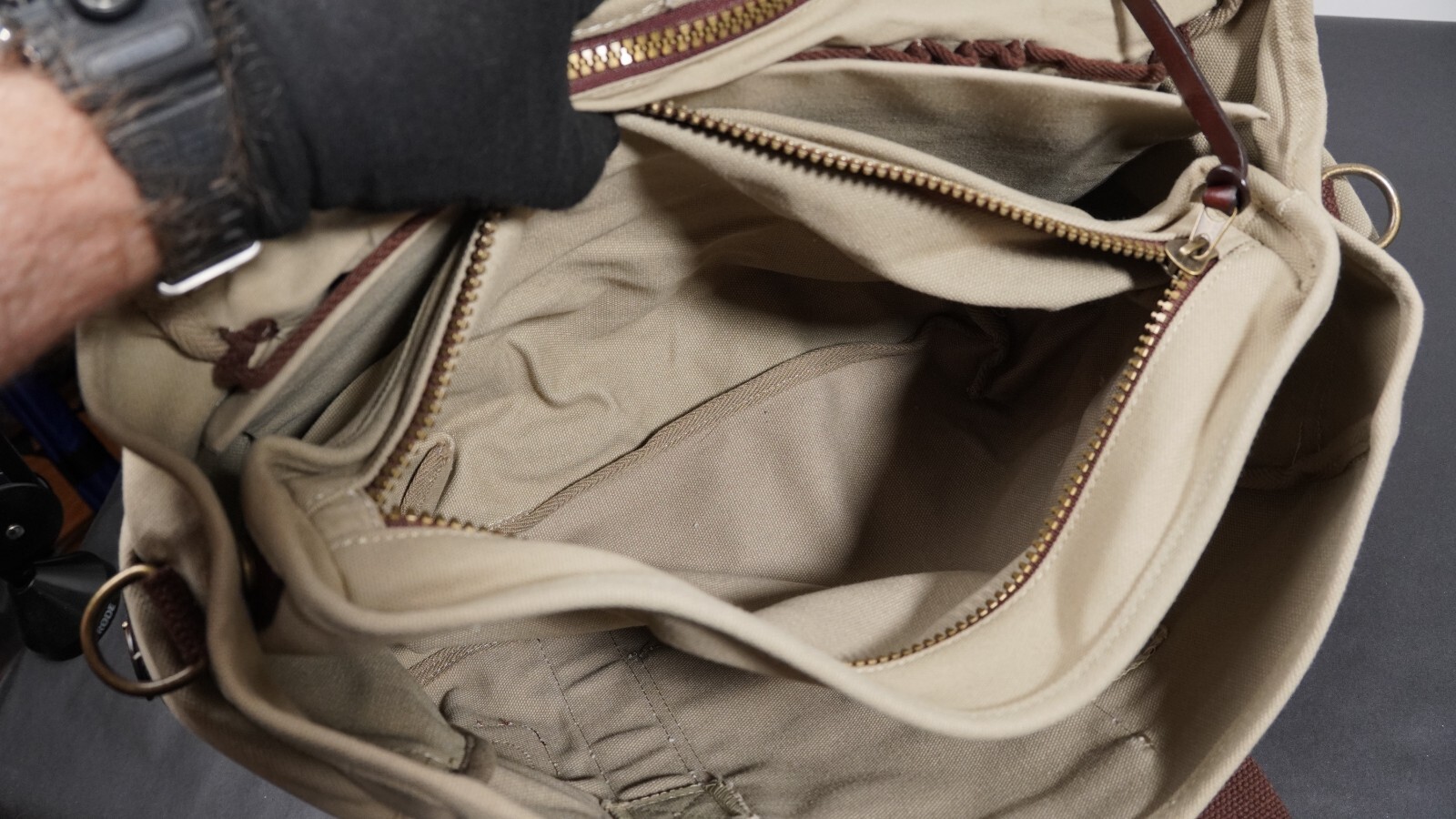 Winchester briefcase carryall gearbag leather canvas brass 17.5×11.5×8.5″