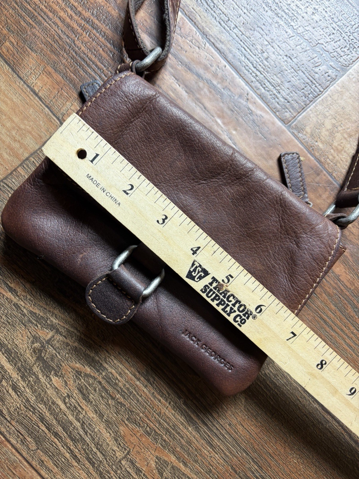 Jack George’s Brown Genuine Dark Brown Leather Crossbody Messenger Bag