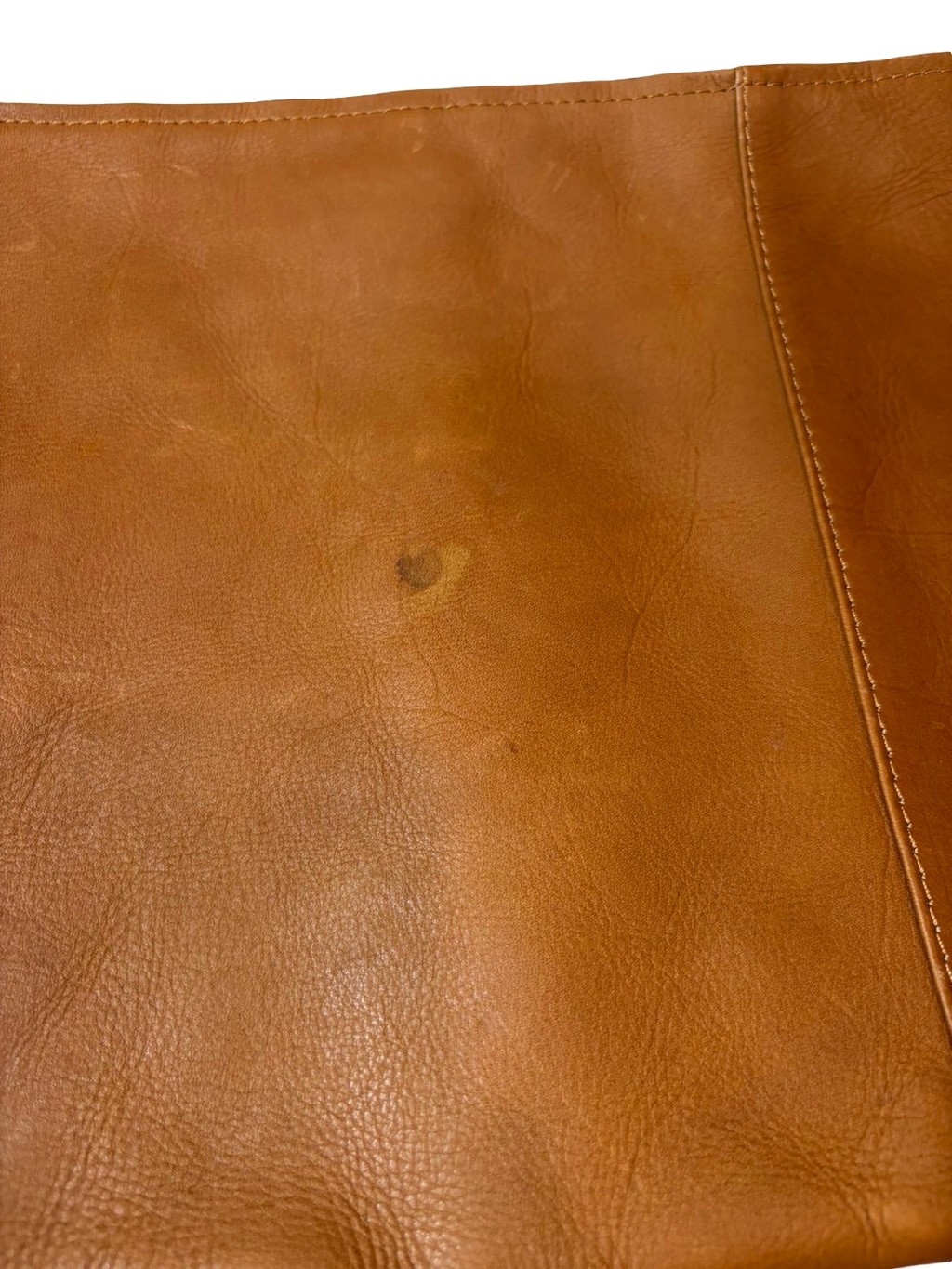 Links & Kings Operator 815 Cognac Brown Leather Zip Clutch Pouch Bag flaw