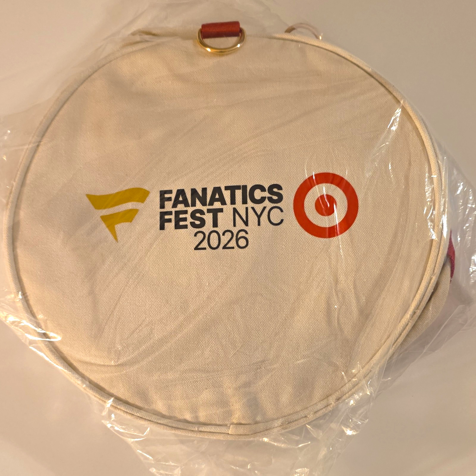 Target Fanatics Fest NYC 2026 Beige Duffel Bag. Exclusive To Fanatics Fest 2026
