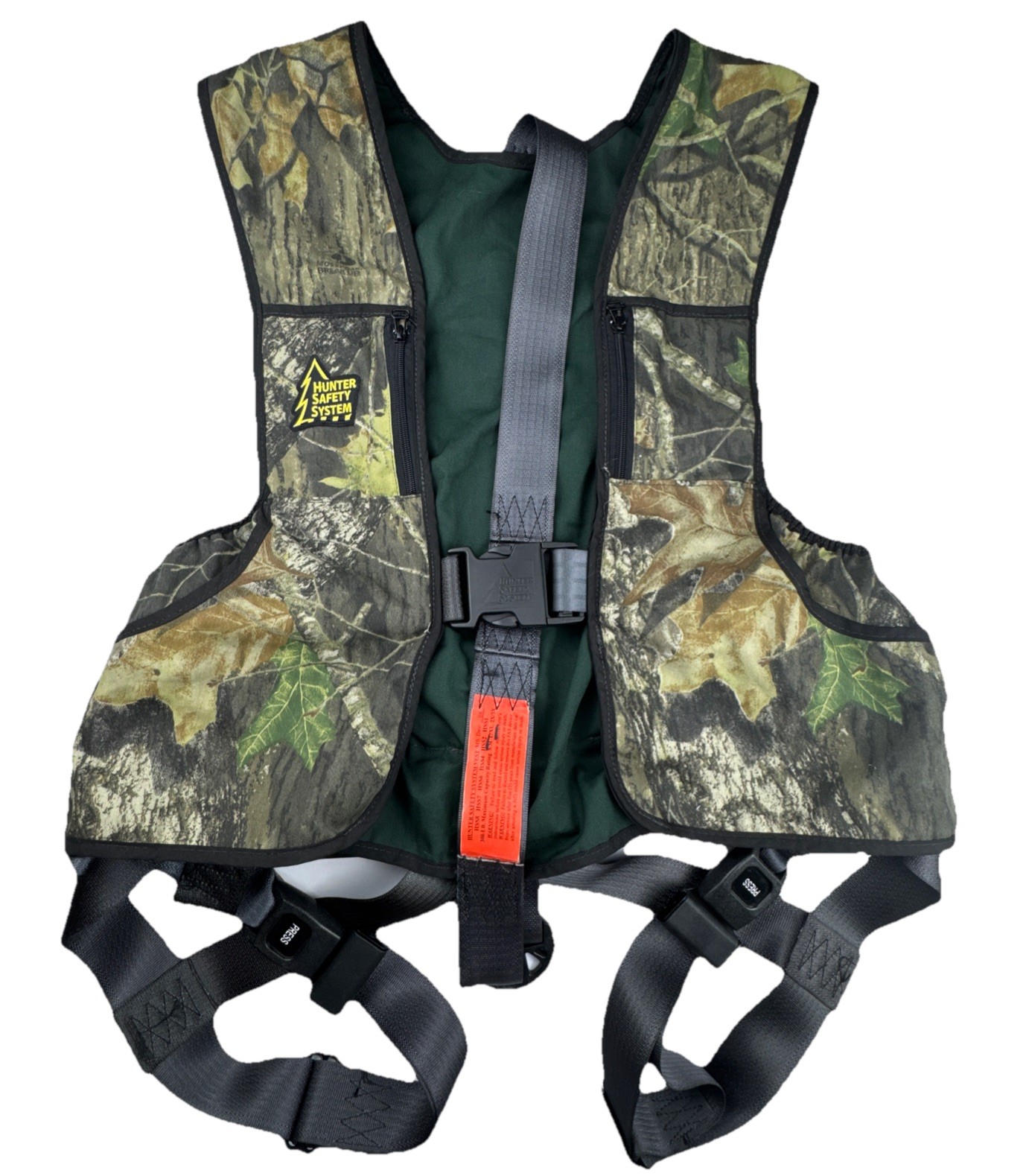 Hunter Safety System Mens Vest L/XL Camo Hunting Outdoor Tree Stand Harness Prop