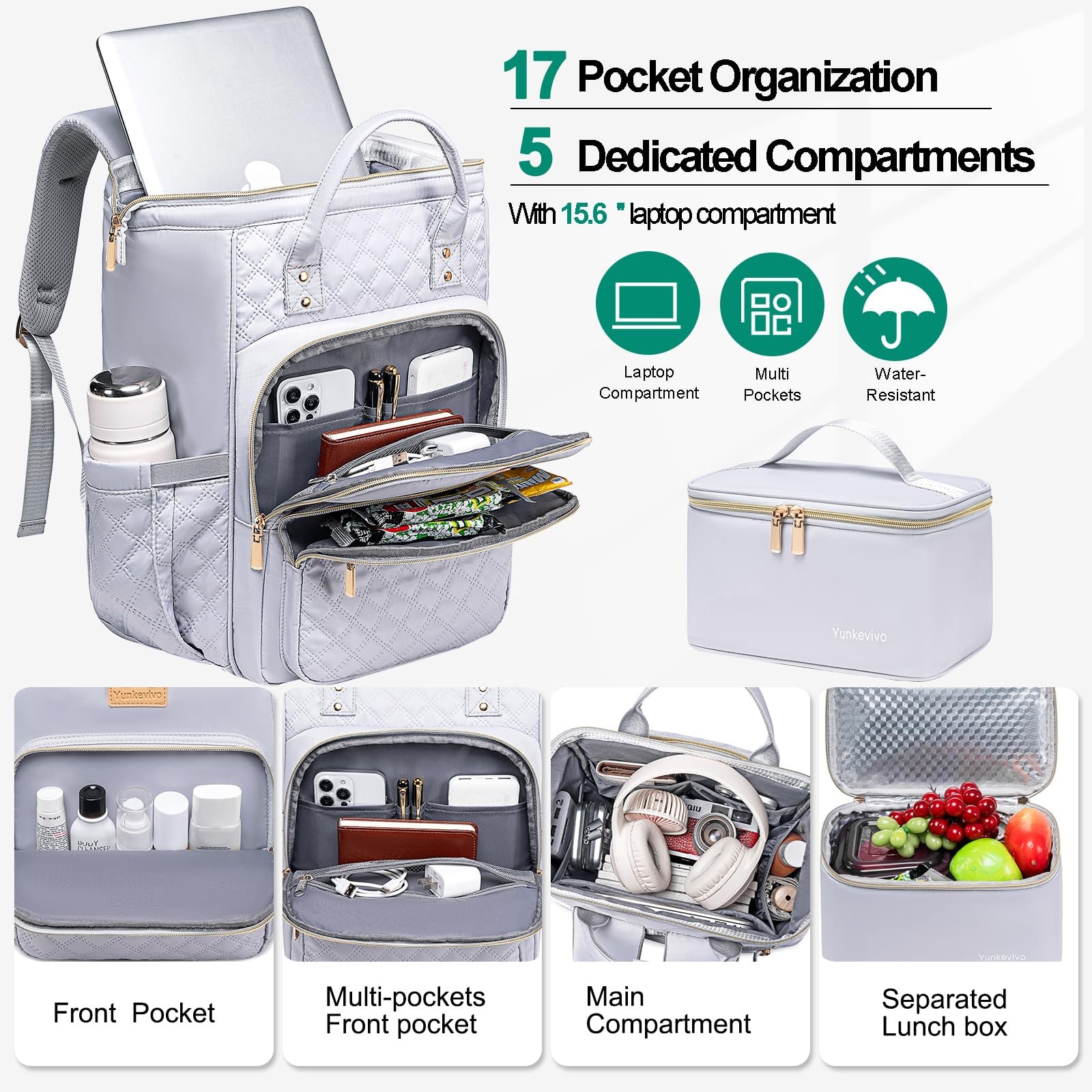 Lunch Backpack for , 15.6 Inch Laptop Backpack for Womens Stylish Nurse, Teac…