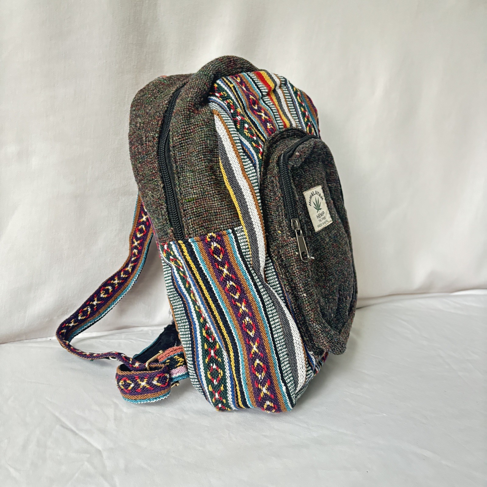 Himalayan Hemp Backpack Boho Festival Travel Handcrafted Nepal