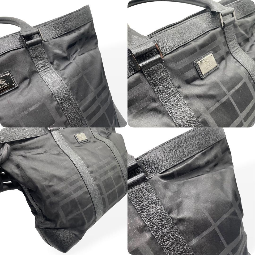 Authentic Burberry Black Label Tote Bag 34cm x 45cm Business Bag Black Leather/N