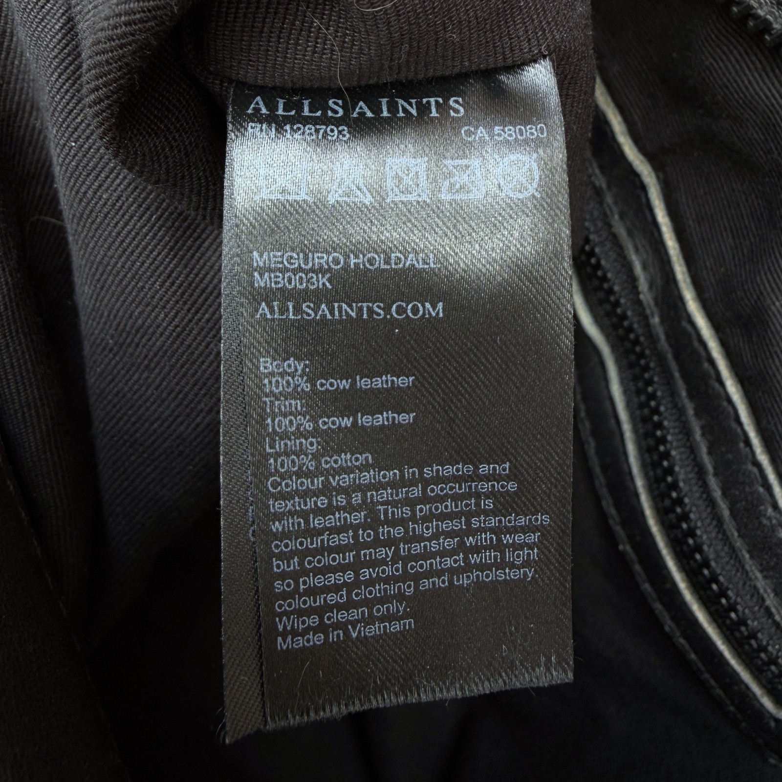 AllSaints MEGURO Leather Holdall Bag Black MEDIUM Unisex Mens Day Bag Shoulder