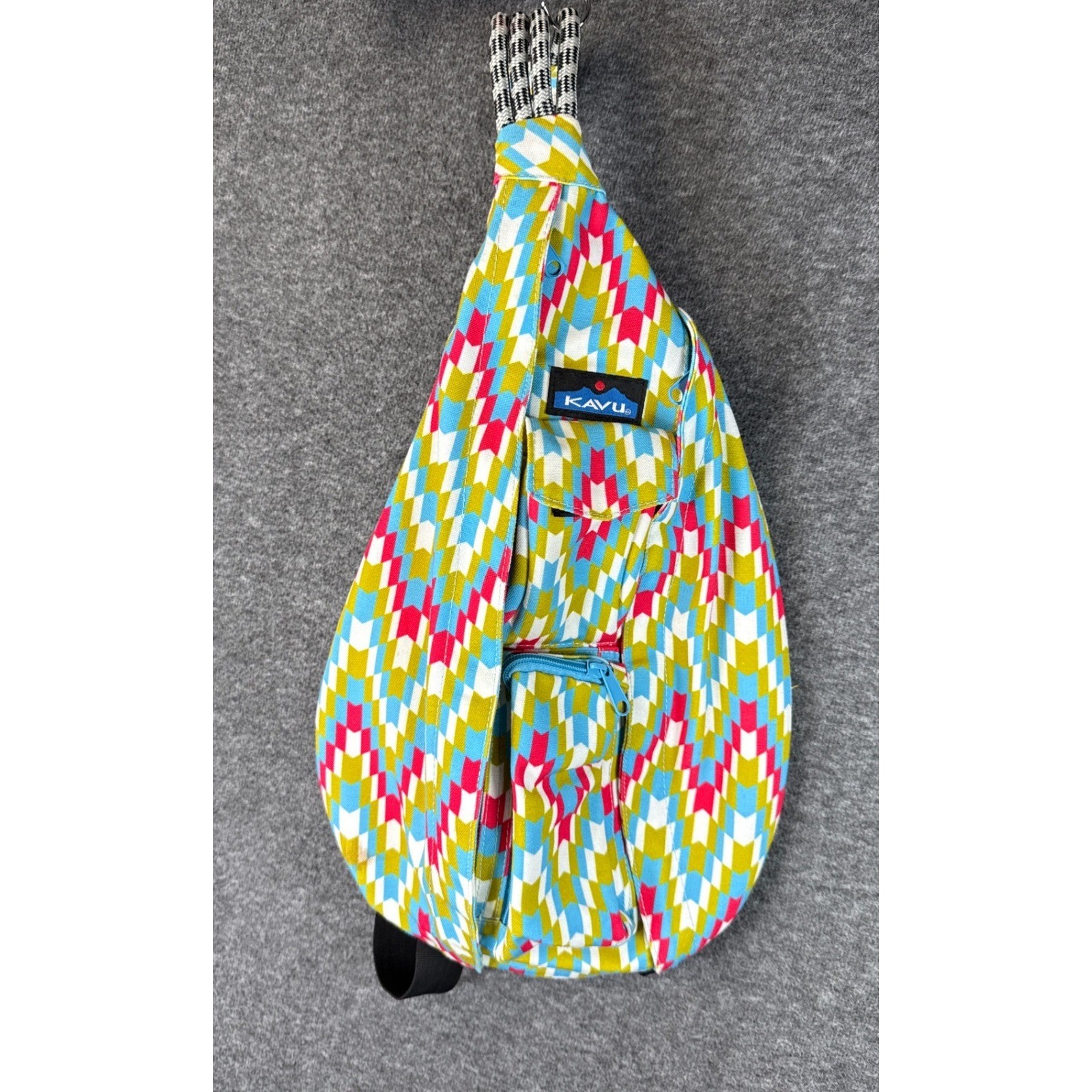KAVU Garden Tile Sling Bag Backpack Geometric Print Multi Color Adjustable Strap