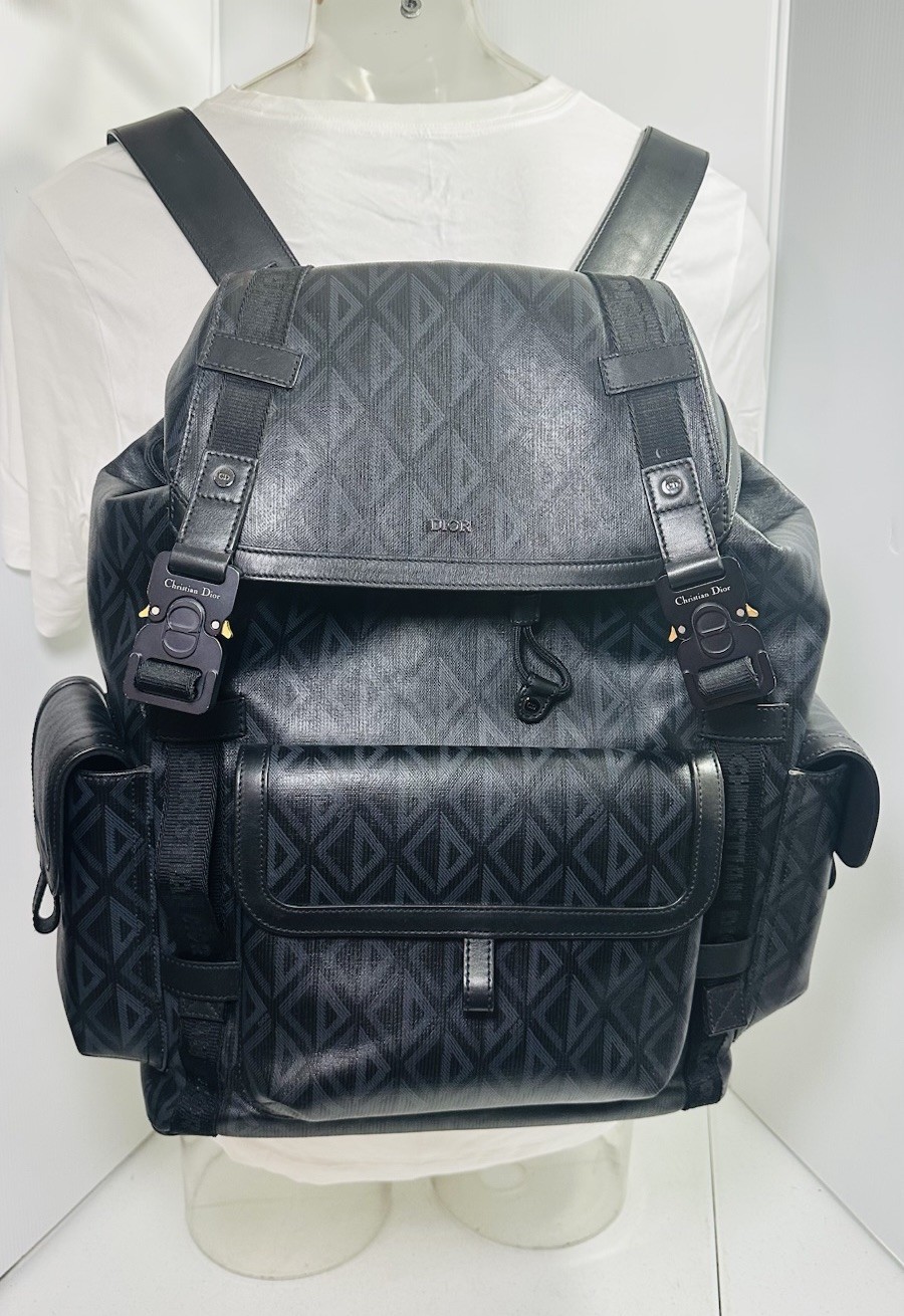 Christian Dior Hit the Road Backpack CD Diamond Coated Canvas