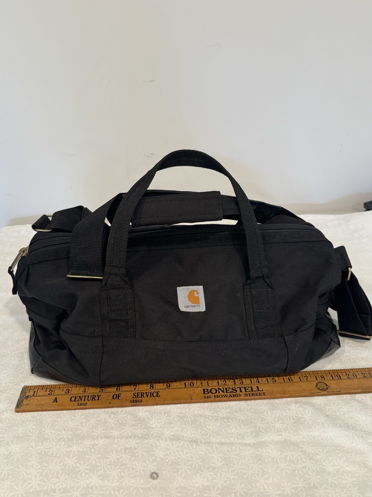 Carhartt Black 20” Duffel Gear Bag Work Travel Gym Adjustable Shoulder Strap