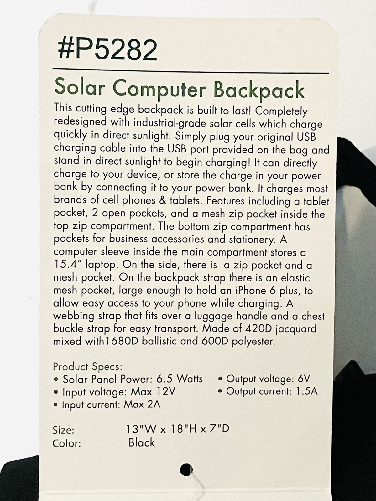 G-Tech Solar Computer Backpack #P5282 Origis Energy Embroidery