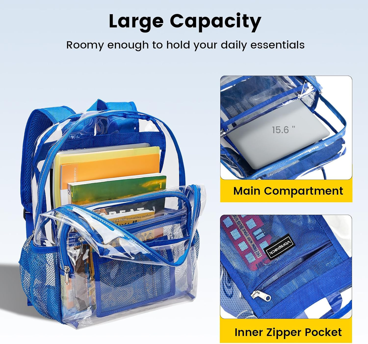 Clear Backpack Heavy Duty – Clear Bookbag Large See through Backpack Plastic Tra