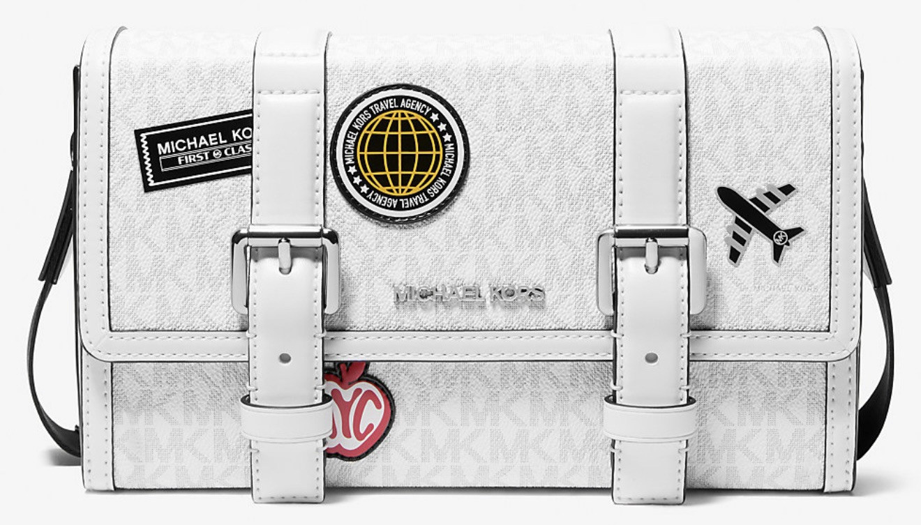 Michael Kors Cooper Embellished Signature Logo Trunk Crossbody Bag Bright White