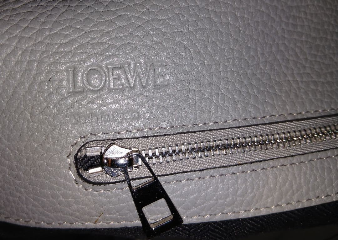 LOEWE Men Backpack T-Logo Leather Gray Used Excellent Condition